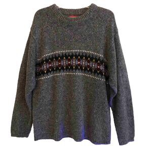 Union Bay Wool Blend Crewneck Sweater Mens Size L 80s Gray Grandpa Core Pullover